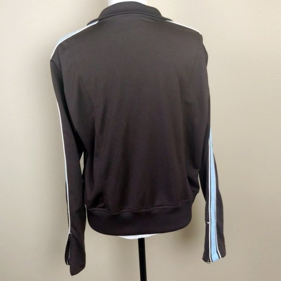 Counter Culture Brown Zip Up Jacket Blue Stripes - Picture 3 of 5